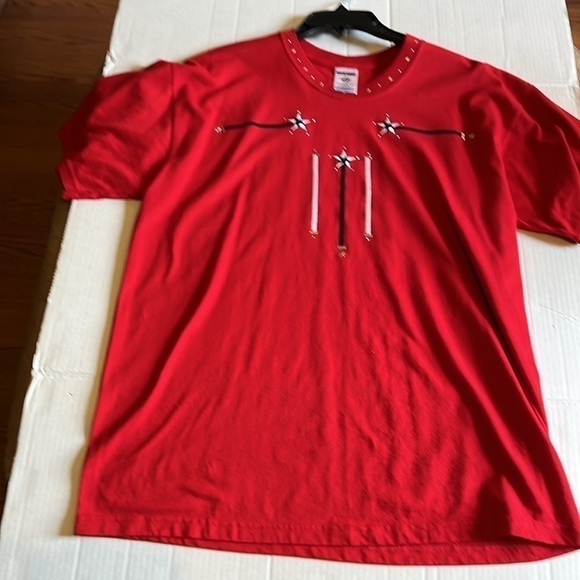 Shipshe-L-Patriotic denim L/S button-down Shirt with matching T-shirt. - Picture 14 of 16